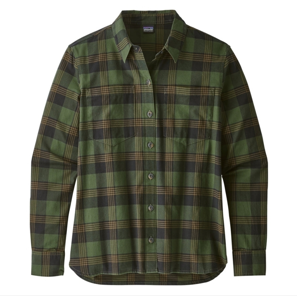 Patagonia Catbells Shirt Women Small Plaid Organic Cotton Button Up
